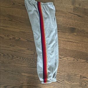 Aviator Nation Gray Pants with Red and Gold Stripe